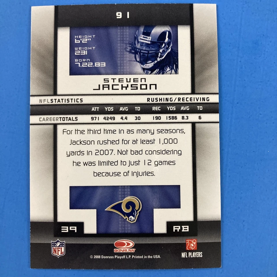 Steven Jackson 2008 Donruss Elite Card #91 NFL St. Louis Rams - Image 2 of 2