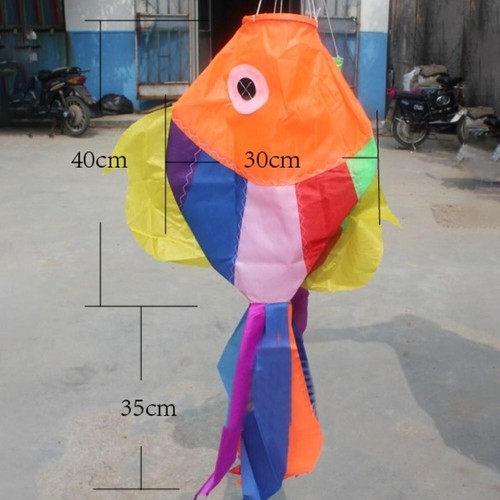 Poisson coloré arc-en-ciel jeu de vent 75 cm x 35 cm nylon, sac à vent suspendu carpes - Photo 1/9