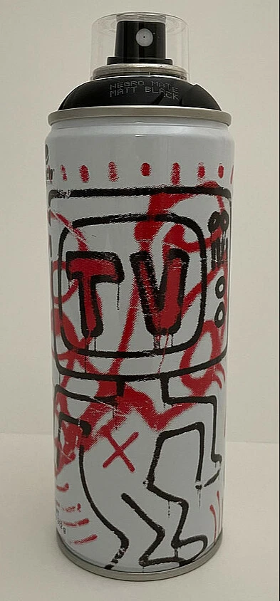 Lata de pintura en aerosol negra KEITH HARING Beyond The Streets Montana MTN Street Art BTS Foto 2 de 4