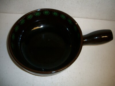 Vintage brown Swiss Fondue Pot, green floral Landert 24 Fondue | eBay
