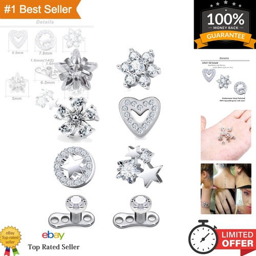 8Piece Titanium Dermal Piercing Kit Hypoallergenic Jewelry for All