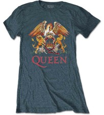 Queen Classic Crest Grey Womens Fitted T-Shirt OFFICIAL