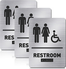 Ada Compliant Restroom Sign with Braille Unisex Handicap Bathroom Sign for Busin
