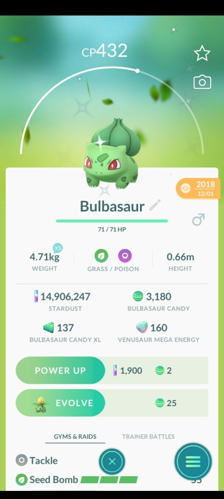 Shiny Bulbasaur (REGISTERED ONLY) (FROM NYC, USA) - POKEMON GO