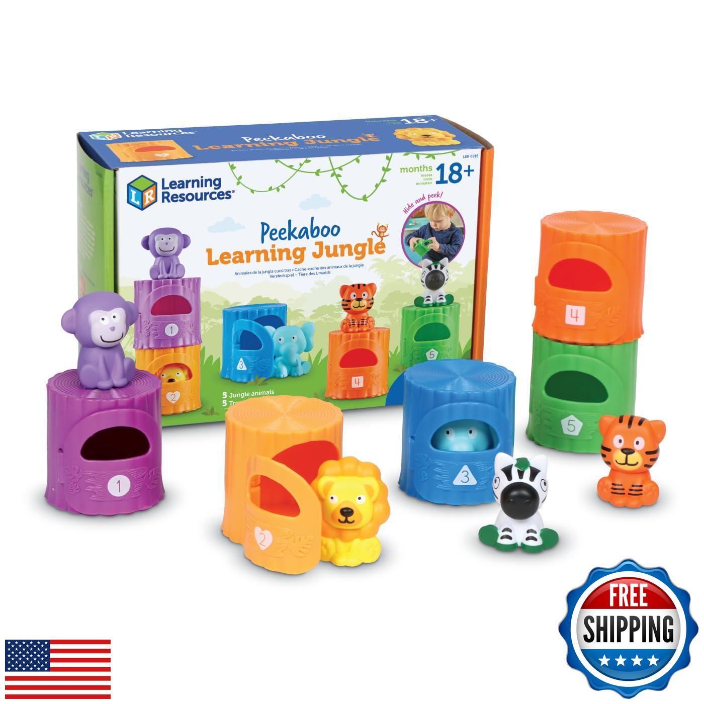 Peekaboo Learning Jungle Toddler Toy Set – 10 Pieces for Ages 18+ Months by Learning Resources-image