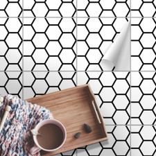 Floor Tile Stickers Set of 20 "Honeycomb" for Kitchen, Bathroom, Shower Durable Stickers