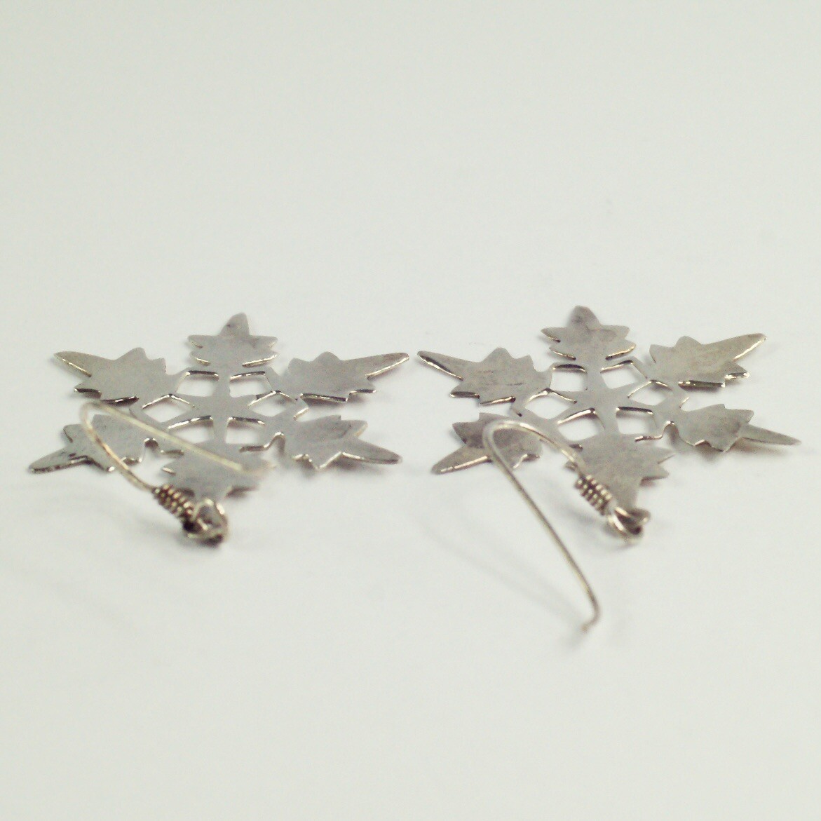 sterling silver hook drop dangle flat snowflake w… - image 7