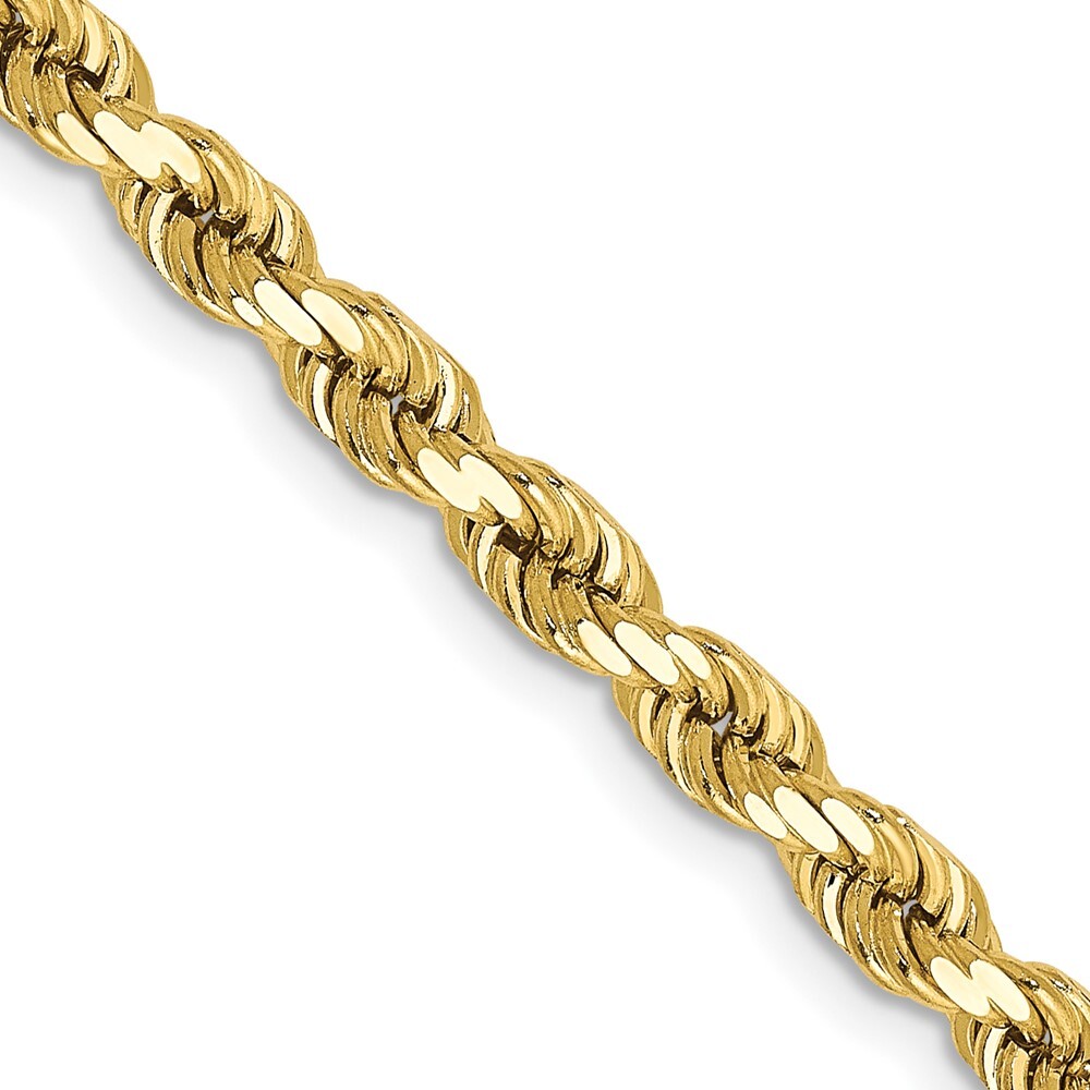 Real 10kt Yellow Gold 4mm Diamond-cut Rope Chain; 26 inch; Lobster