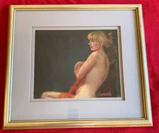 Vintage Original Charcoal Pastel Studio Portrait Model Avril Blamire Gilmore