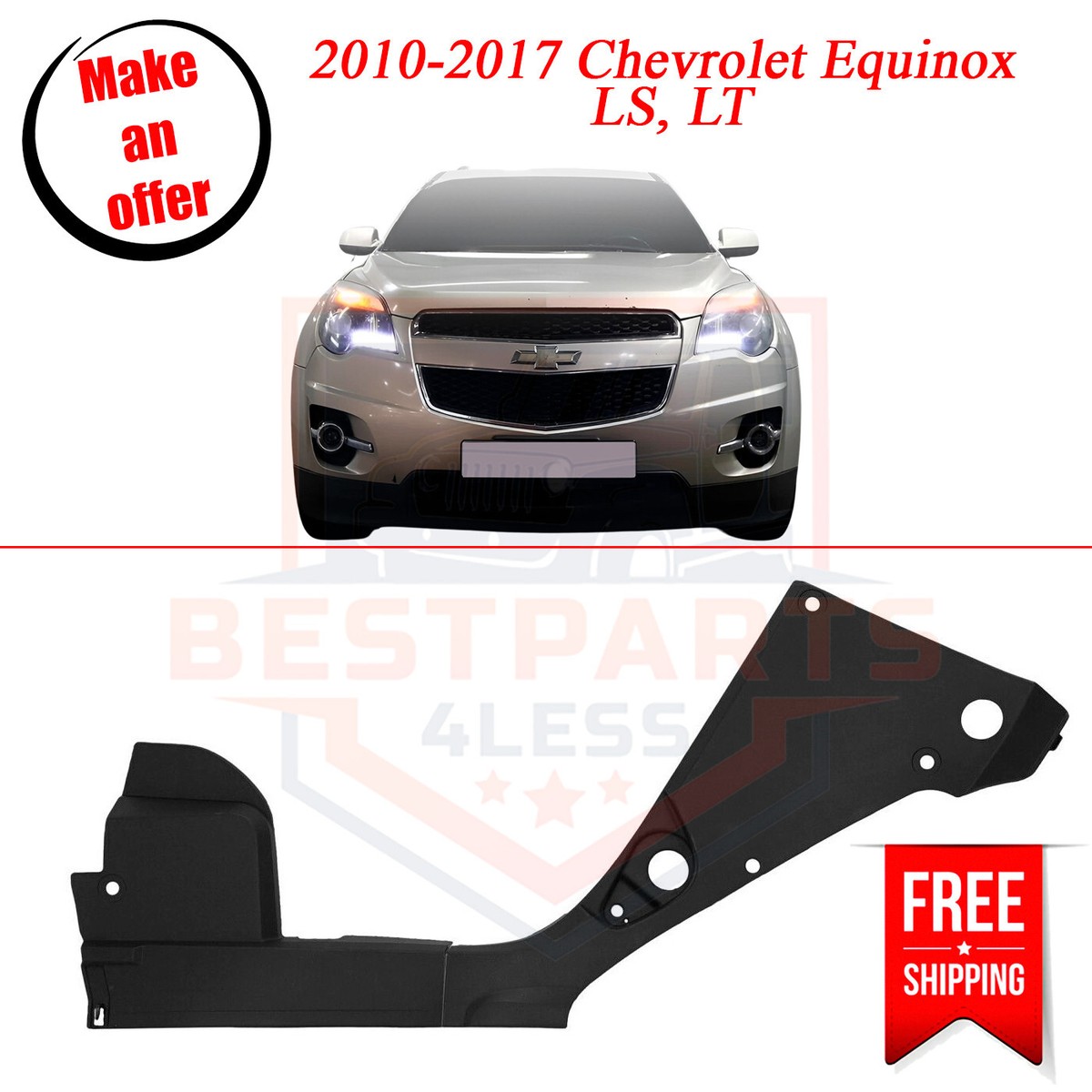 New Front Fender Supports right side for 2010-2017 Chevrolet Equinox LS, LT