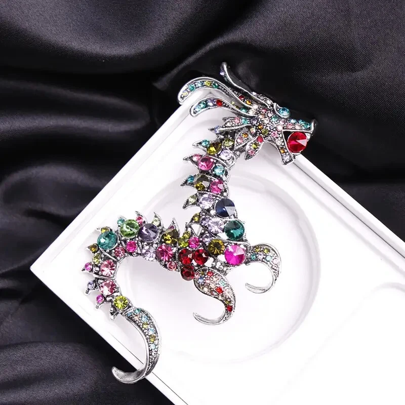 Дракон со стразами хрустальная брошь заколка сверкающие кристаллы уникальная брошь 6 x 10 см - Изображение 3 из 4