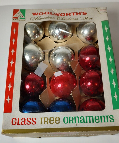 12-Christmas Ornaments Mercury Glass Ball 2.5" Vintage Rauch Red Blue Silver - Picture 11 of 14