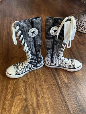 Converse ALL STAR Chuck Taylor Girls Shoes Size 11 Sparkle Zebra Stripe High top