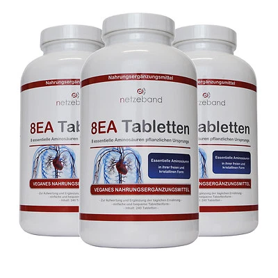 NETZEBAND 8 essentielle Amino Pattern 8EA - Aminosäuren 720 vegane Tabletten 3 Packungen