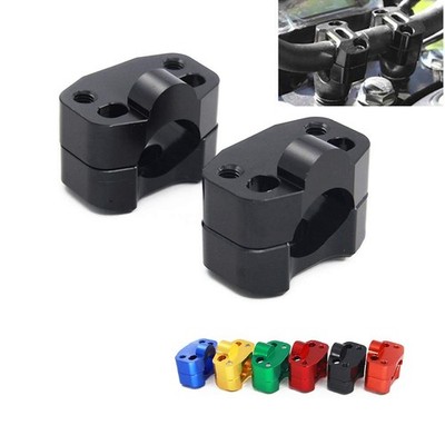 Black CNC Aluminum Handlebar Fat Bar Risers Mount Clamp Adapter 7/81 1/8 In