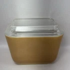 Vintage Pyrex Brown, 501B Refrigerator Dish With Lid. 1 1/2 Cup