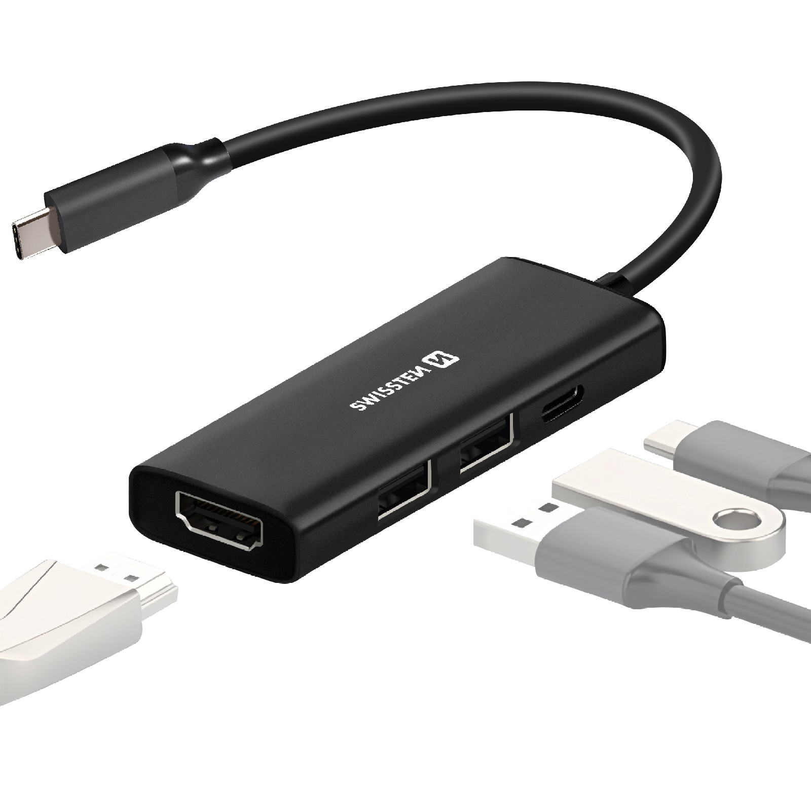 Hub USB C 4 en 1 vers HDMI 4K Swissten adaptateur multiport USB C 100W