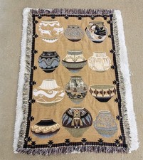 Southwest Pottery Reversible Woven Tapestry Throw Blanket Unbranded Heavy 66x45