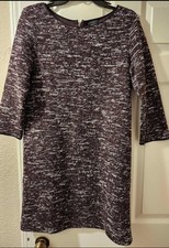 NWOT Womens Ann Taylor Factory Sz M Tweed Burgundy,  Black, & White Dress