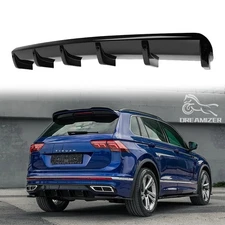 Rear Bumper Diffuser Shark Fin Spoiler Splitter Lip Body Kit Black For VW Tiguan