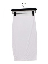 Oh Polly Women's Midi Skirt UK 10 White Viscose with Spandex Straight & Pencil