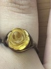 Gold Tone Yellow Rose Flower Statement Wire Band Cocktail Ring Size 7 No Stone — photo 2