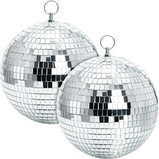 2 Pack Mirror Disco Ball, 7 Inch Cool and Fun Large Silver Hanging Disco Ball wi
