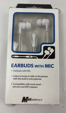 Mobil Essentials Earbuds With Remote Mic With Carrying Case White, 3.5 mm Jack
