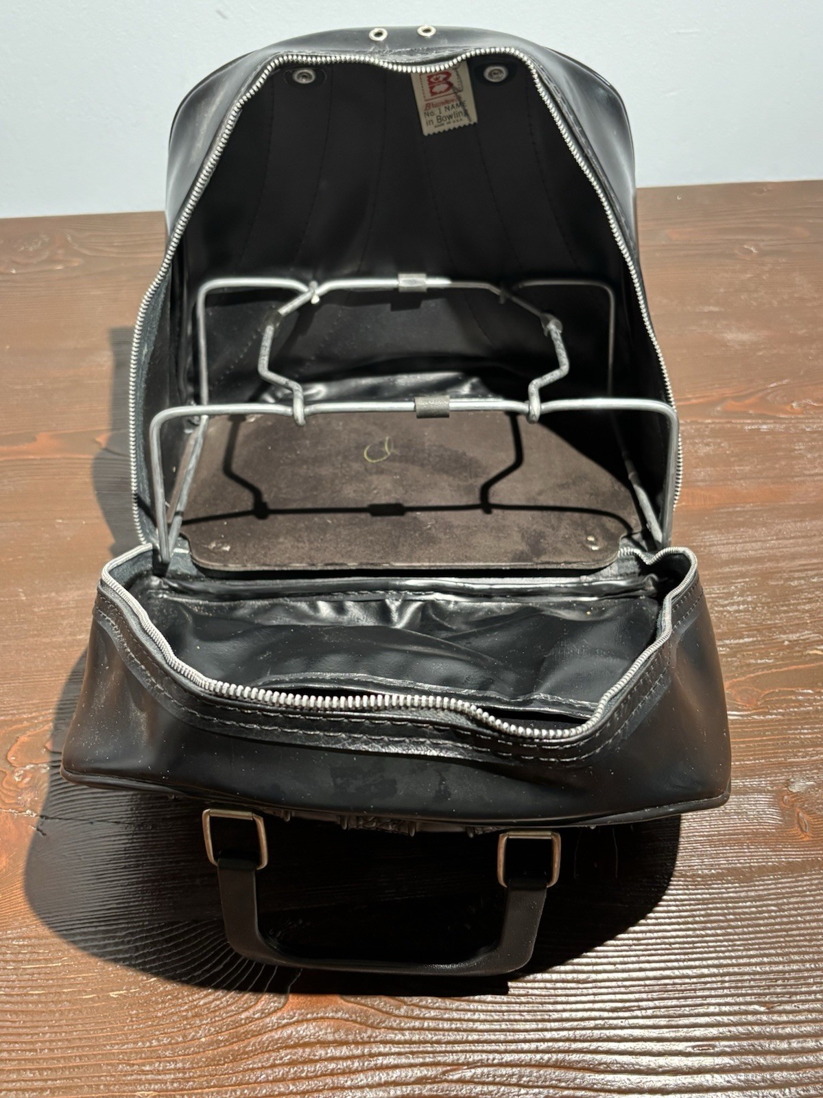 Vintage Brunswick Bowling Bag Retro Single Ball Rack Black Snake Pattern Storage