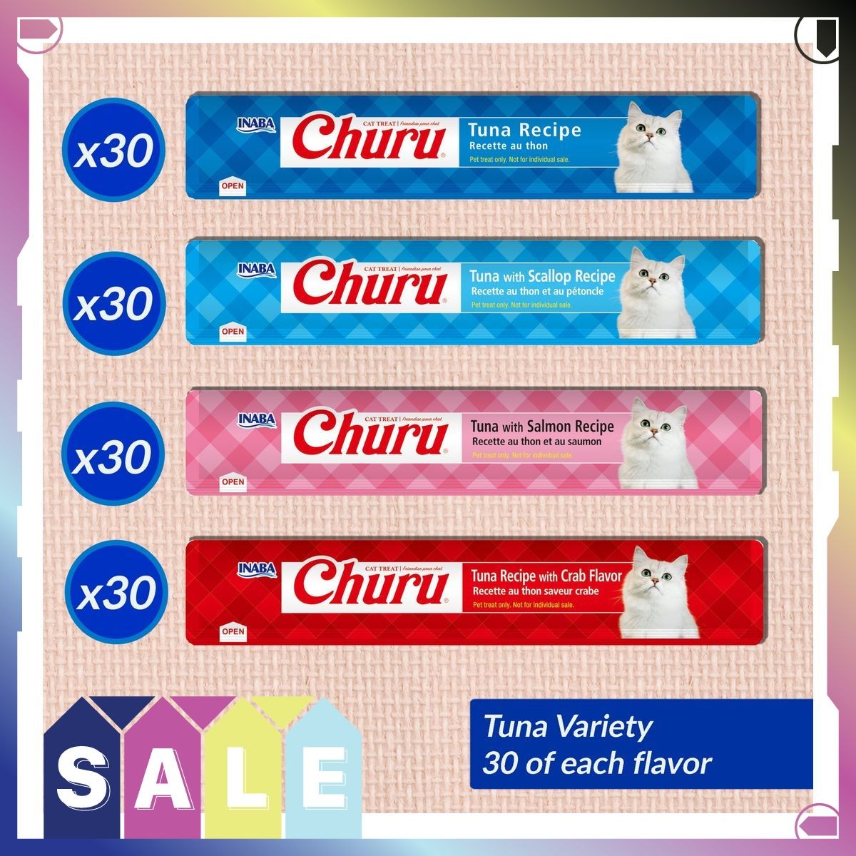 INABA Churu Cat Treats, Lickable, Squeezable Creamy Purée with Vitamin E, 0.5