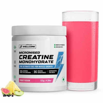 Wellcore Creatine Monohydrate Fruit Fusion 122g Mikronisiertes Pulver 33 Port...