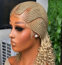 Blond Braided Women Wig Glue Less Ready to Go