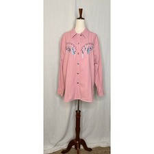 Vintage Bob Mackie Pink Wearable Art Western ShirtSize Large