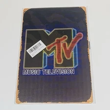 MTV Music Television 8” x 12” Metal Tin Sign Man Cave Wall Art Hanging Decor