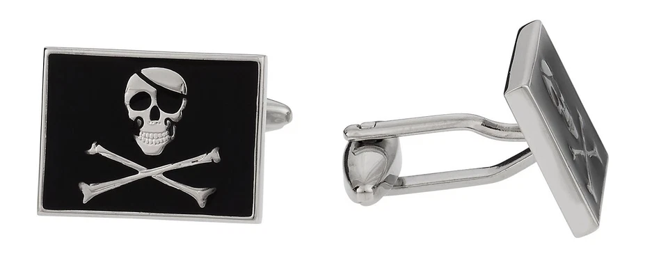 Jolly Roger Skull Pirate Cufflinks with Box, Pirate Flag Pirate Accessories - Image 2 of 4