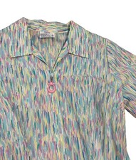 Vintage House Dress Women Size 6 Water Color Pastels Full Zip W/Belt 1960s