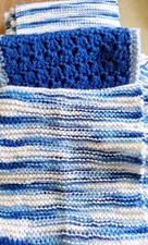 Vintage Lot Beautiful Hand Made Scarves. Blue And White, Blue And Lt. Blue.
