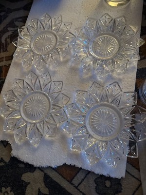 Federal Glass Petal 6.5'' Bread Butter Plate 12-Point Star Flower Cross Starburst