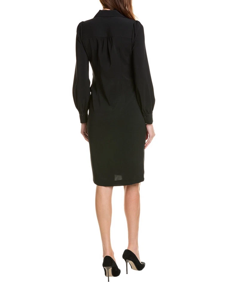 Vestido Elie Tahari Negro Envolvente Corpiño Manga Abullonada Talla 6 Nuevo con Etiquetas - $368 Minorista Foto 2 de 2