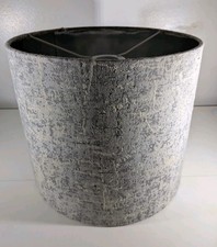 Lamp Shade Light Shade Large Round Light Grey & White Fabric Approx 28cm 11"