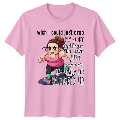 Gym Workout T-Shirt Wish I Could Just Drop lustiges Damen Grafik Tee