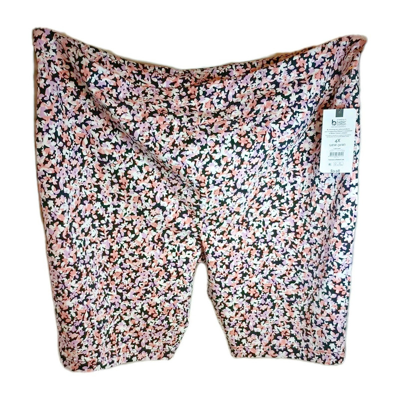 Ladies 4 X Plus Black Floral Pull On Shorts New Tags