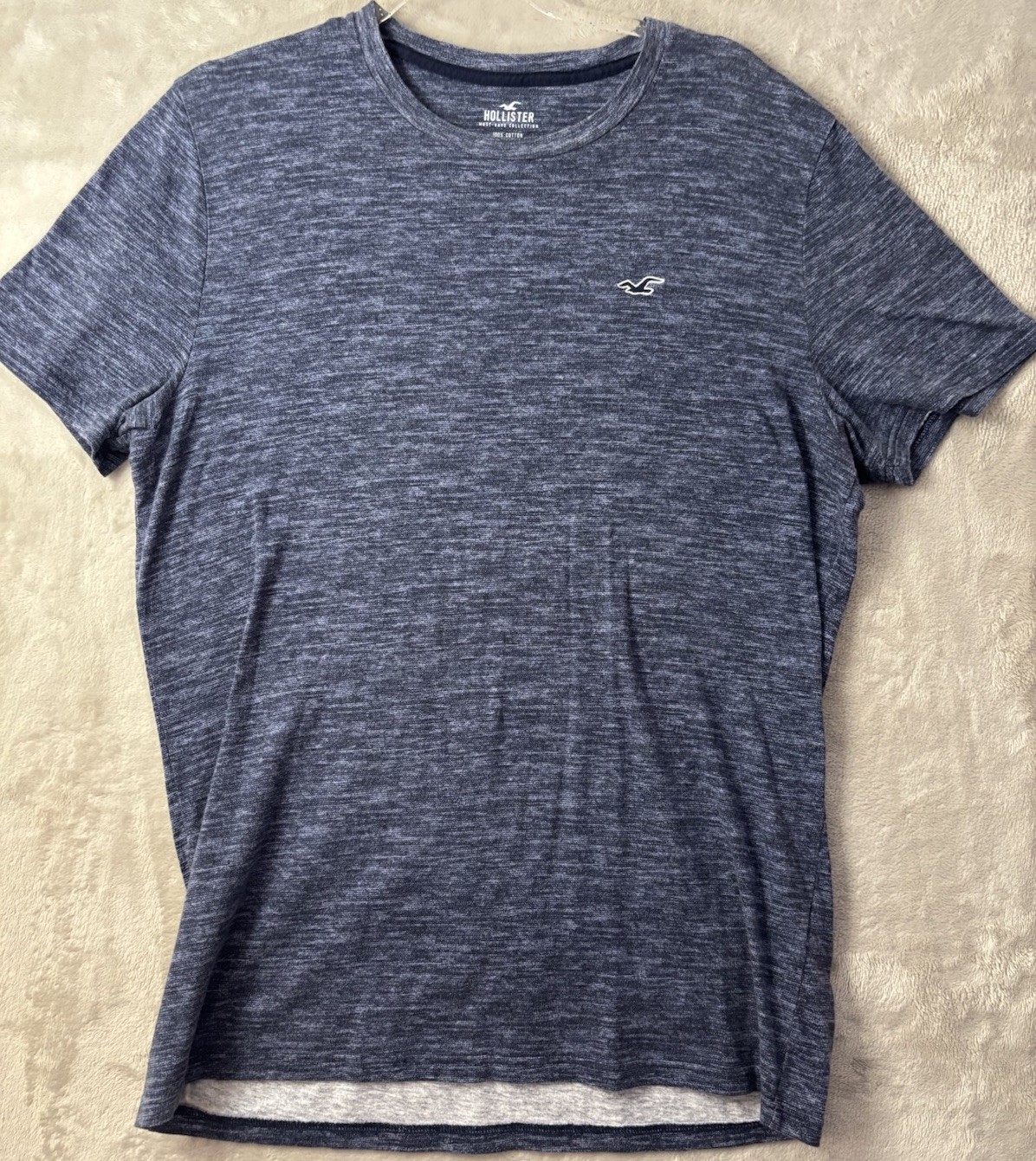Hollister Must Have Collection T Shirt Mens L Blue Heather Logo Tee Cotton