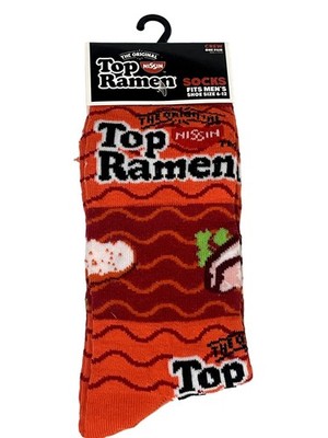 Top Ramen Socks Mens Orange Crew Funny Novelty Graphic Gift Silly