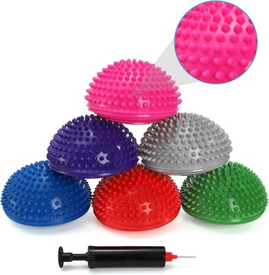 Fasmov 6 Stück Halbrund Yoga-Bäll Sport Balance Pods Mini Therapie Balance-Igel