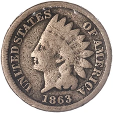 1863 (P) Indian Head Cent Good Penny GD See Pics N417