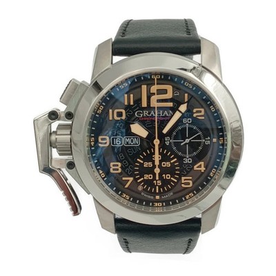 Used GRAHAM Chronofighter Oversize Silver Black Men's Automatic Watch 199