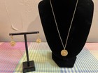 Gold Tone Heart Medallion Necklace 19" With Extender & Earring Set — photo 1