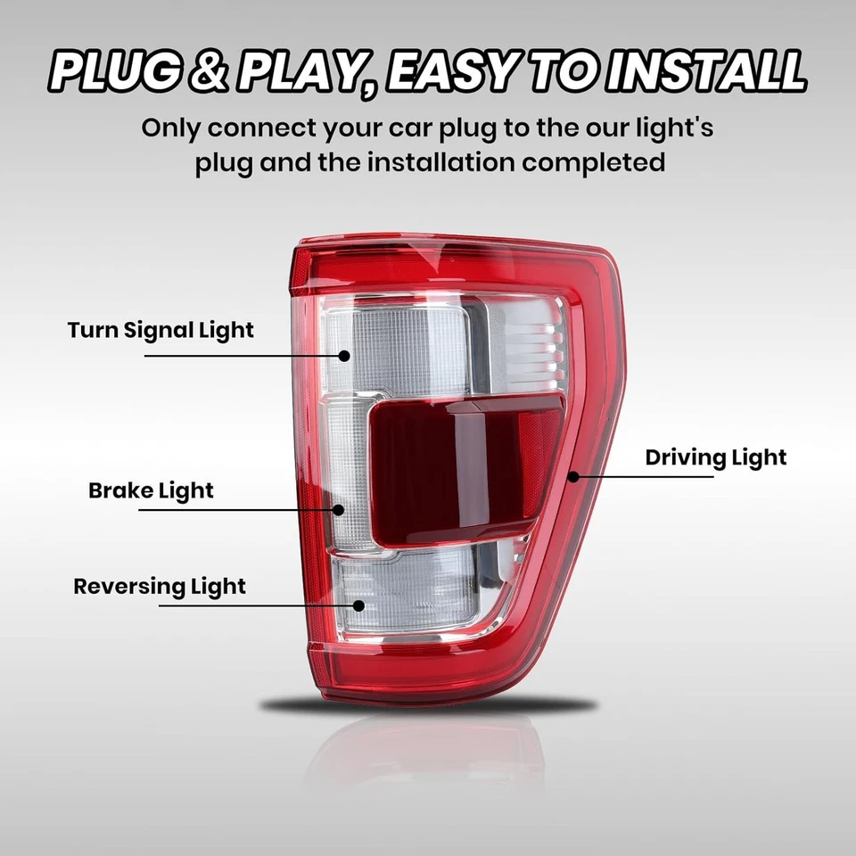 Luz trasera LED lateral pasajero compatible con Ford F150 F-150 2021 2022 2023 con blanco Foto 3 de 4