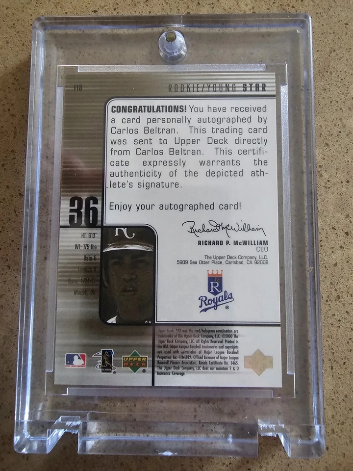 2000 SPx - Estrela Novata/Jovem Carlos Beltran #118 447/500 (AU) Future HOF! - Imagem 2 de 2